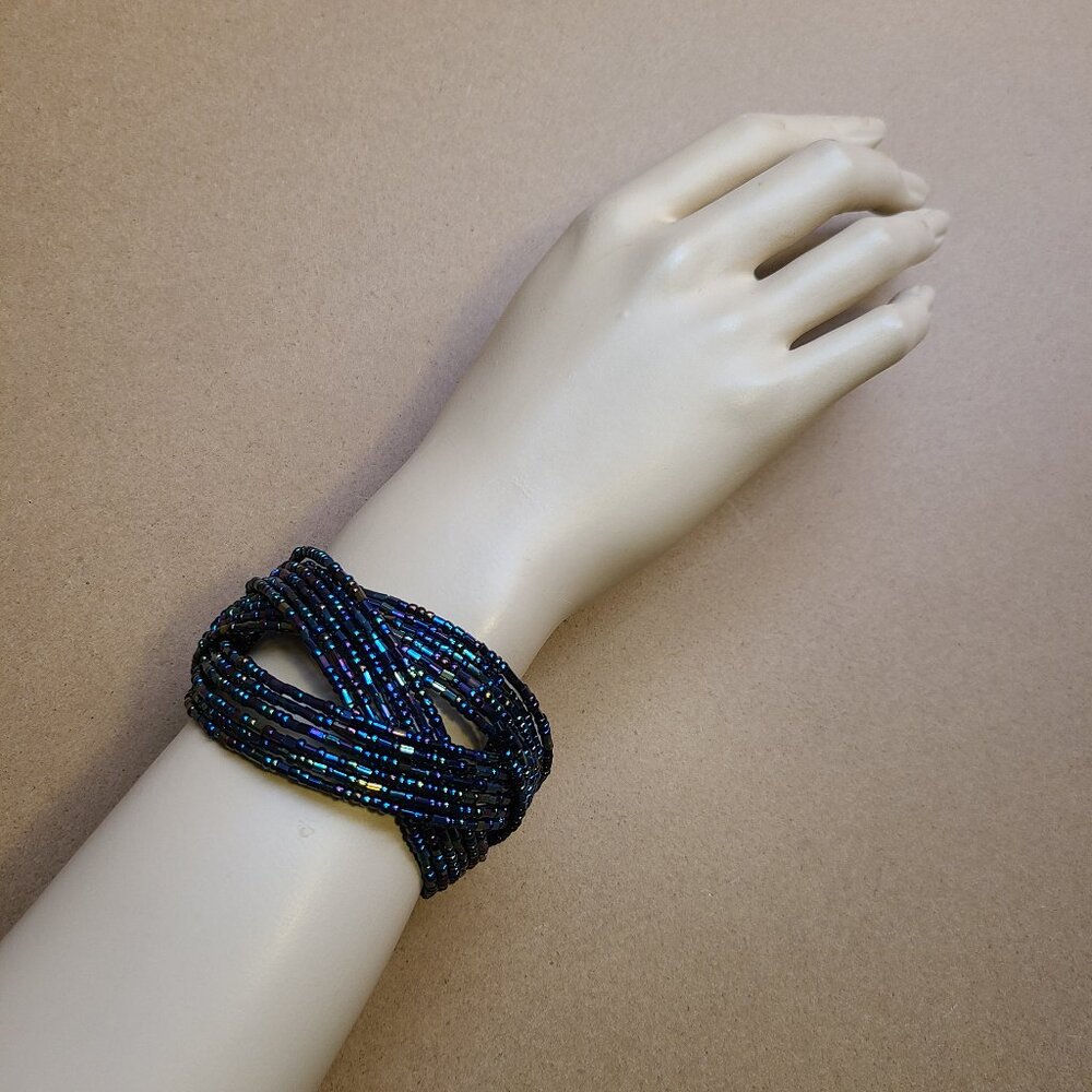 Beaded Cuff Bracelet (blue/purple)